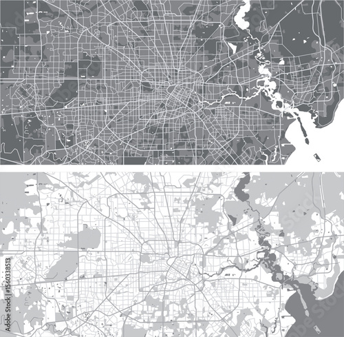 Layered editable vector illustration outline of Houston, United States.