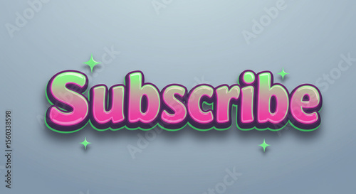 Subscribe Button Design Colorful 3D Text Effect