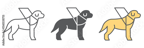 Guide dog icon collection, disability and labrador, service dog sign vector set graphics, editable stroke linear icon, eps 10