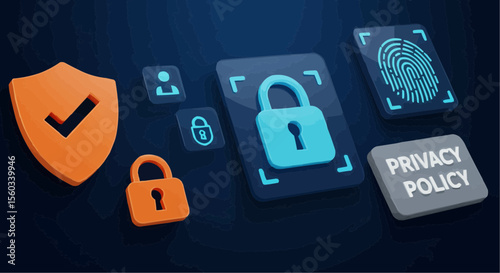 Cybersecurity icons – digital lock interface for secure login and data protection.