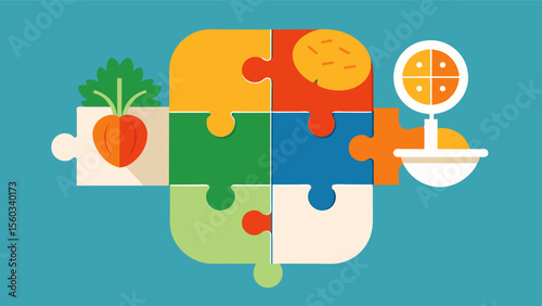 A personalized diet plan is like a puzzle with each piece representing a different nutrient needed for optimal brain health. When all the pieces come together the result is a clear. Vector