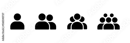 Collection of Simple Black People Icons Group, Team, Community Symbols