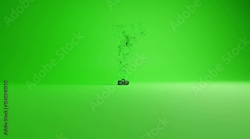 Animated The End text vanishing on a green screen