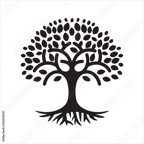 Tree of Life Silhouette Vector Icon Nature Design