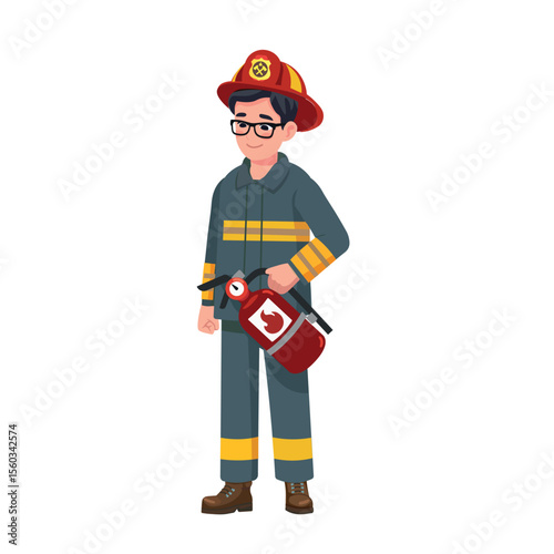 firefighter in uniform  cartoon vector illustration