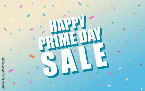 Banner with Happy Prime day sale typography. Prime day sale. Sale vector background template.	