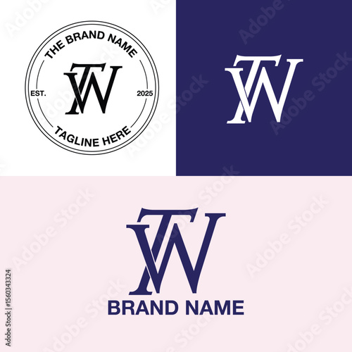 WT logo design template, TW vector logo designs, WT vector logo collections, WT designs, WT initials, WT circular logo designs