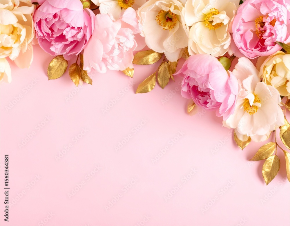 Fototapeta premium ピンクの花の背景素材 おしゃれな雑誌のページ