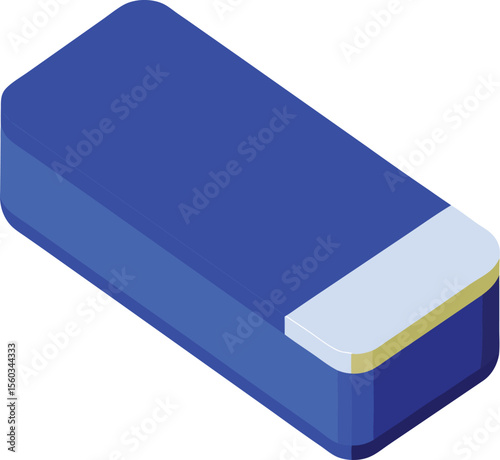 Isometric illustration of a blue rectangular eraser
