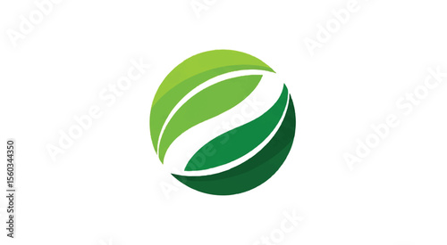 Green leaves sphere logo concept for environment or healthcare on white background