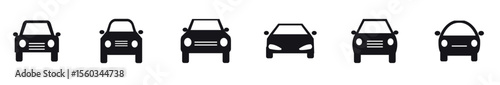 Car Symbol، Car Front View Icons Set Collection, Auto Mobile Black Silhouette on Transparent Vector illustration