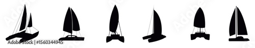 Catamaran vectors, Silhouette Sailboat Vector Clipart Nautical Boat Illustrations, catamaran boat silhouette vector, sailboat black symbol, Vector illustration
