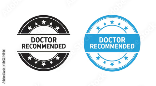 Doctor Recommended stamp in black and blue isolated on white background