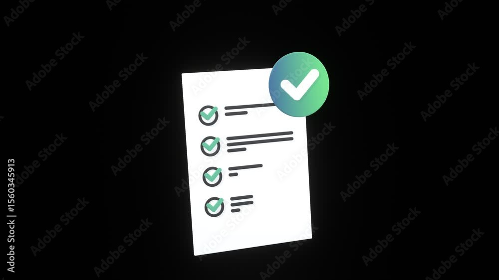 Looping animation of an animated to do list with check marks. Daily activity concept with transparent background for productivity and organization themes.