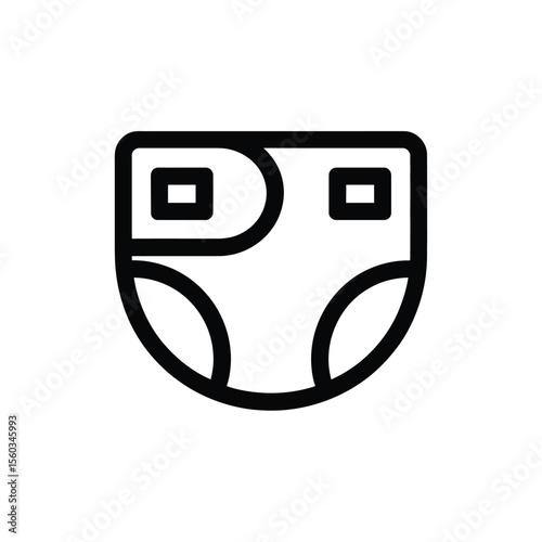 Simple black line icon of a baby diaper on a white background