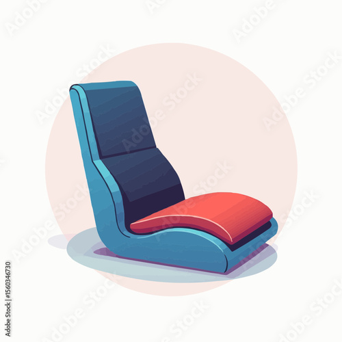 Modern lounge chair in blue and red colors on light background  in vector style 