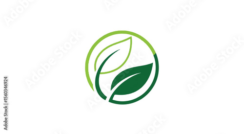 Green leaf logo design in a circle, nature concept