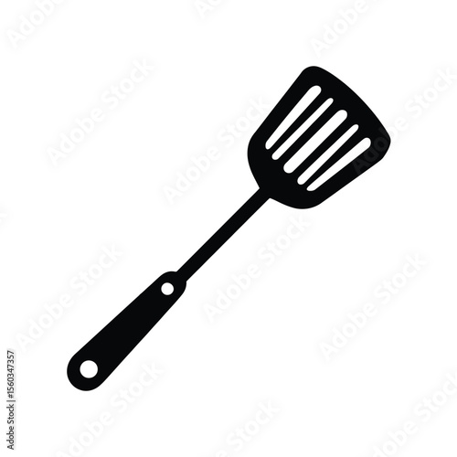 Black silhouette illustration of a slotted spatula for cooking and baking