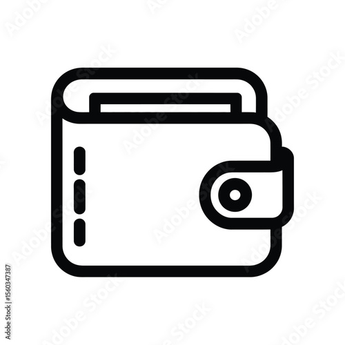 Simple black line icon of a closed wallet with a snap closure
