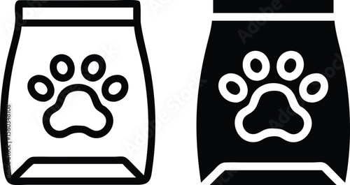 Pet Food Bag Icon – Animal Nutrition Symbol for Dog, Cat, and Pet Supply Packaging