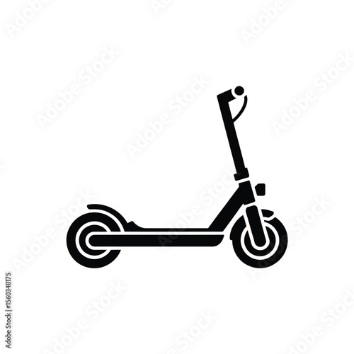 Electric scooter black silhouette icon on white background for urban transportation