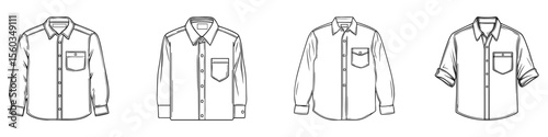 Men'S Shirt Design Variations Set. Fashion And Apparel Concepts Collection. Isolated Vector Illustration