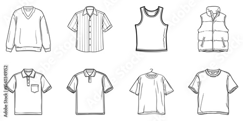 Men'S Clothing Variety Set. Fashion And Apparel Collection. Isolated Vector Illustration