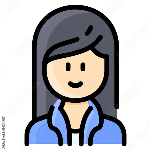 Long hair woman with jacket