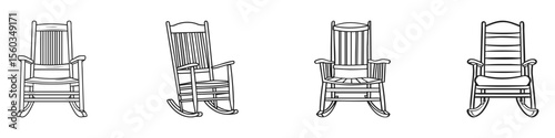 Rocking Chair Designs Set. Classic Comfort And Style Collection. Isolated Vector Illustration