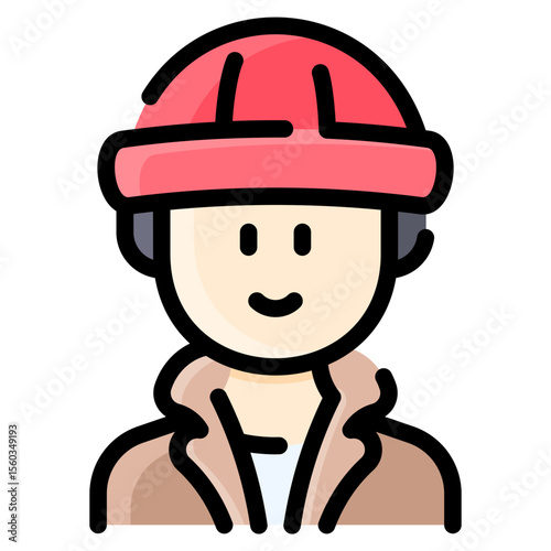 Man with beanie hat and coat