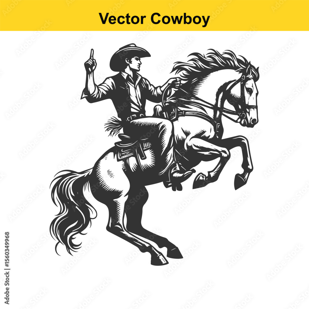 Obraz premium Vector cowboy baking horse. 