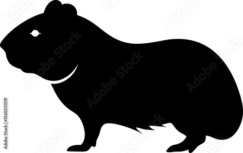 Vector silhouette illustration of a black wild pig, bear, and other farm animals