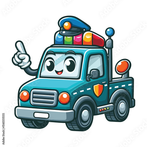 Cartoon Car Character  vector illustration  on a white background, colorful 