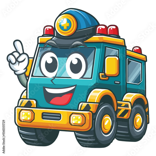 Cartoon Car Character  vector illustration  on a white background, colorful 