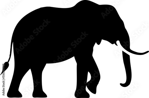This striking vector illustration depicts a large, walking elephant silhouette, perfect for any wildlife or nature-inspired design