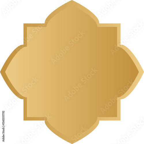 Islamic outline badge and frame in gold color