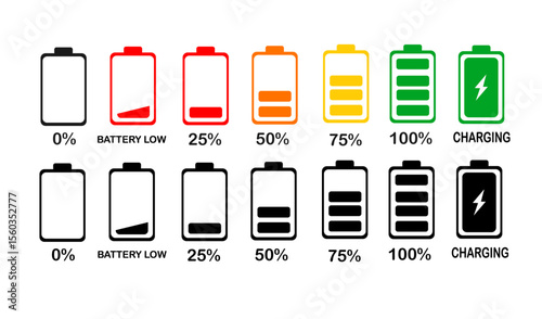 Battery charge level indicator set in percent
