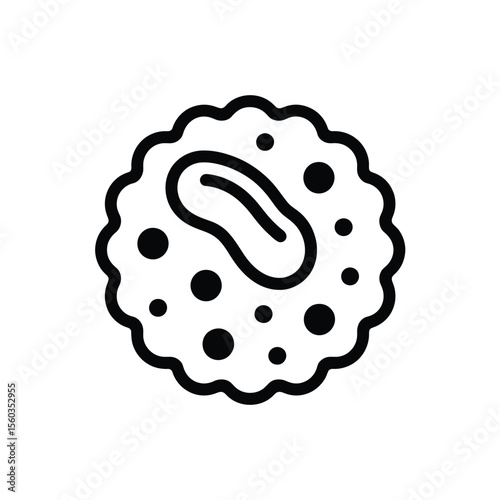 Stylized outline icon of a bacterium or microbe with internal structures