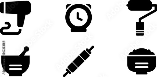 Modern Rounded Filled Home Stuff Icon Set