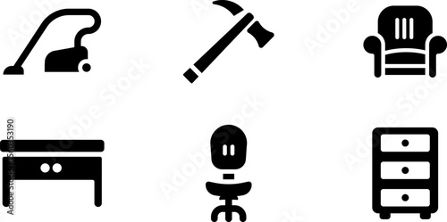 Modern Rounded Filled Home Stuff Icon Set