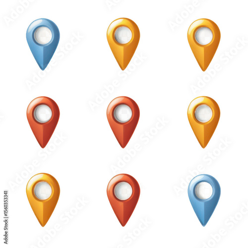 Free Download Map pin icon set _ Colorful location marker icon collection, transparent PNG for digital maps, travel apps, or infographic design. - GFXLoad
