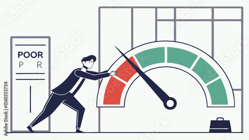 Businessman leading management and teamwork with analytics, measurement, planning, and progress gauge, driving success, improvement,