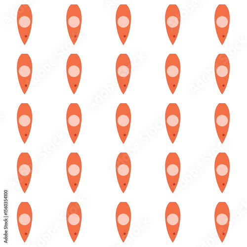 Seamless pattern of orange kayaks on white background