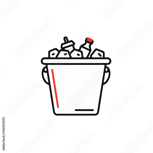 A cold drink in ice bucket illustration.