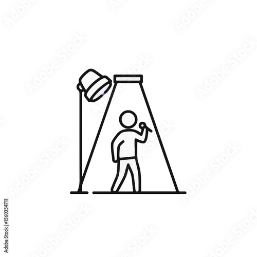 A Simple illustration of a singer on stage with microphone