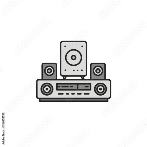 A set of audio system components, perfectly aligned, ready for an immersive sound experience.