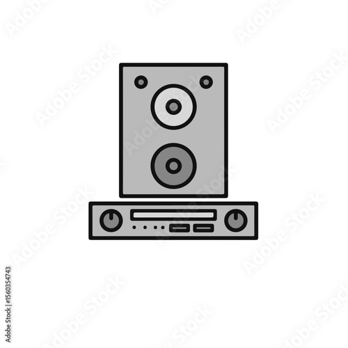 A grey speaker with receiver on white background.