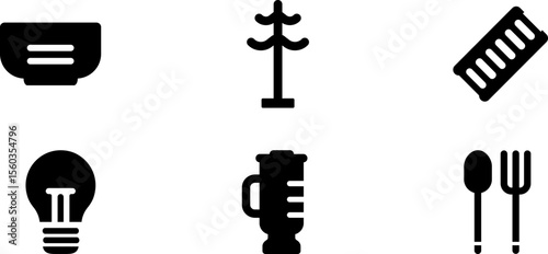 Modern Rounded Filled Home Stuff Icon Set
