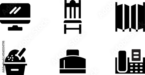 Modern Rounded Filled Home Stuff Icon Set