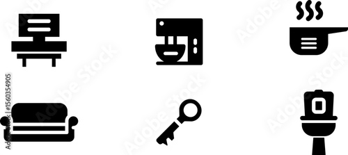 Modern Rounded Filled Home Stuff Icon Set